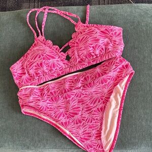 Cupshe Pink Floral Bikini Set